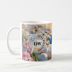 Mug Santorin Art Aquarelle & Monogramme