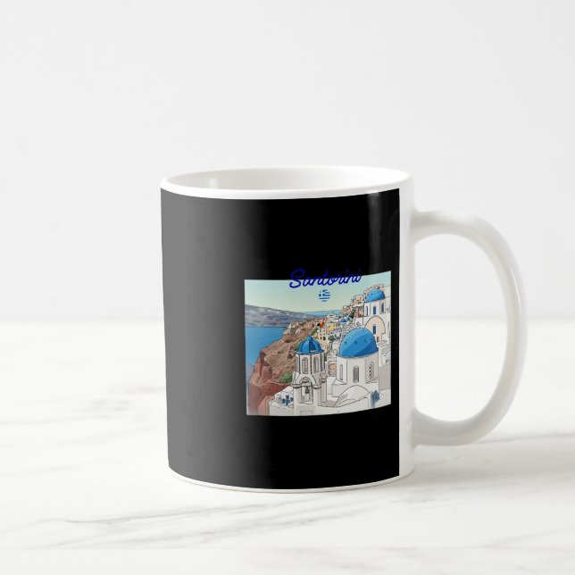 Mug Santorin Grèce Drapeau Grec Art de vacances Dôme B (Droite)