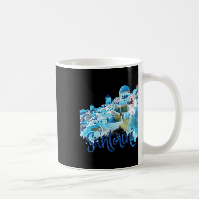Mug Santorin Grèce île Aquarelle Souvenir Pittoresque (Droite)