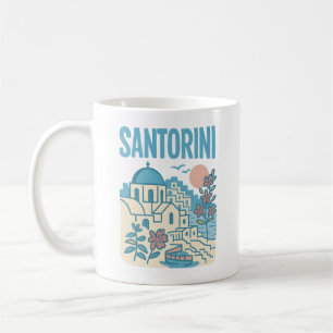 Mug Santorin Grèce Illustration de Voyage Minimaliste