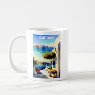 Mug Santorin Grèce Peinture de voyage