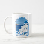 Mug Santorin Grèce Vintage rétro<br><div class="desc">Design de voyage rétro Santorin. Santorin est immédiatement reconnaissable à ses bâtiments blanchis à la chaux en forme de cube ornés d'accents bleus,  de falaises escarpées et de couchers de soleil de mandarine qui illuminent le ciel et la mer.</div>