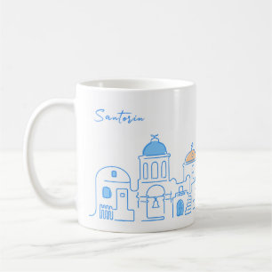 Mug Santorin mug, souvenir de Greece, main drawing