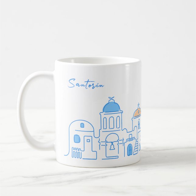 Mug Santorin mug, souvenir de Greece, main drawing (Gauche)