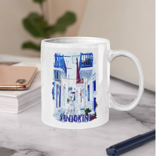 Mug Santorin Voyage bleu et blanc