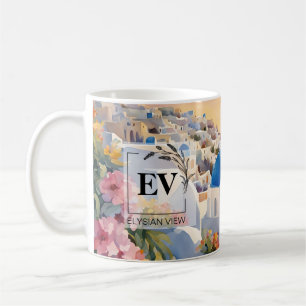 Mug Santorini étonnant aquarelle art sur la boue