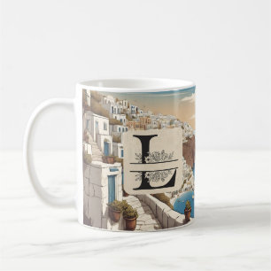 Mug Santorini grec île de la grèce monogramme Voyage b