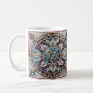 Mug Saphirs roses et bleus Diamants Perles Mandala