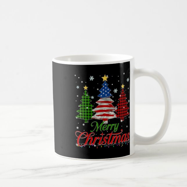 Mug Sapin de Noël à carreaux Drapeau américain Flocon  (Droite)
