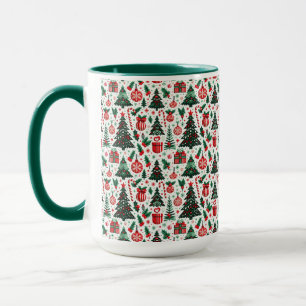 Mug sapin de Noël, cadeaux, canne de bonbon