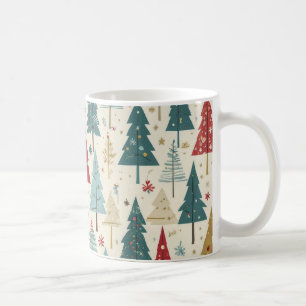 Mug Sapin de Noël élégant motif vert bleu rouge or