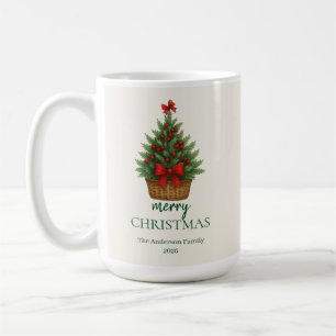 Mug Sapin de Noël Élégant – Ruban Rouge