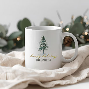 Mug Sapin de Noël enneigé nom personnalisé