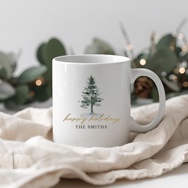 Mug Sapin de Noël enneigé nom personnalisé (Créateur téléchargé)