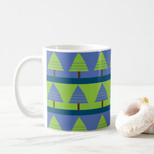 Mug Sapin de Noël Géométrique Bleu Vert