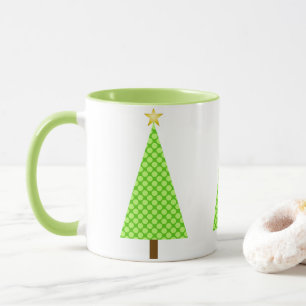 Mug Sapin de Noël Moderne Rétro à pois Vert Citron