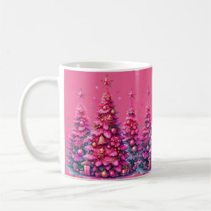 Mug Sapin de Noël Rose Tendance Esthétique Prépa Fémin