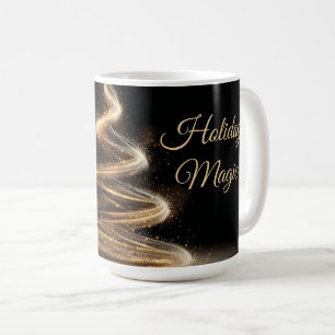 Mug Sapin de Noël Spirale Pailleté Or Élégant