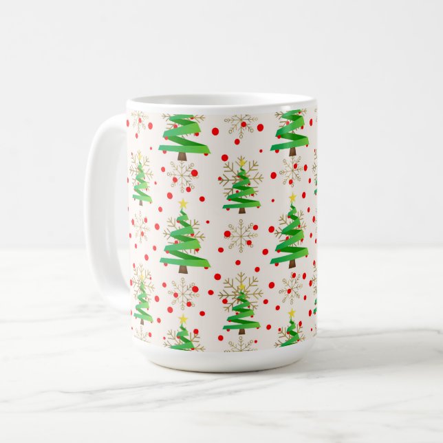 Mug Sapins de Noël et flocons de neige dorés (Devant gauche)