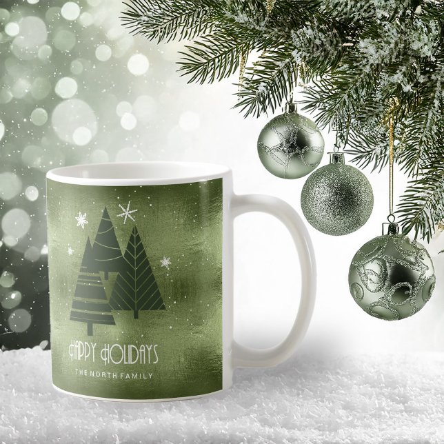 Mug Sapins de Noël et Flocons Vert ID863 (Créateur téléchargé)