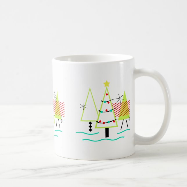Mug sapins de noël rétro modernes du milieu du siècle (Droite)