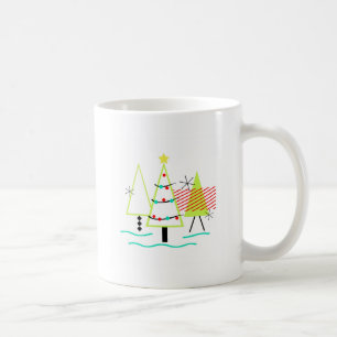 Mug sapins de noël rétro modernes du milieu du siècle