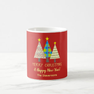 Mug Sapins de Noël Rouges Personnalisés