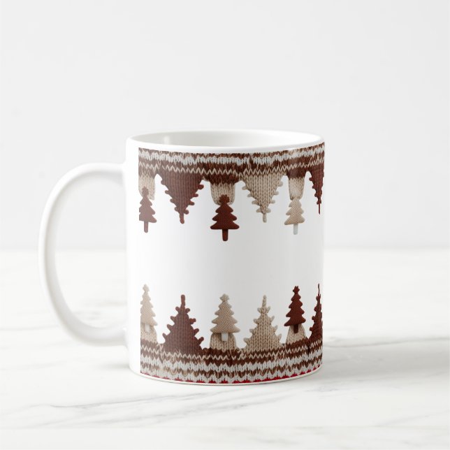 Mug Sapins de Noël tricotés Cozy Fair Isle Classique  (Gauche)