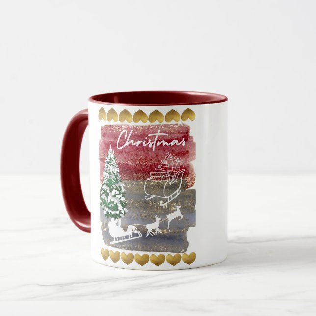 Mug Sapins de Noël vintage  (Devant gauche)