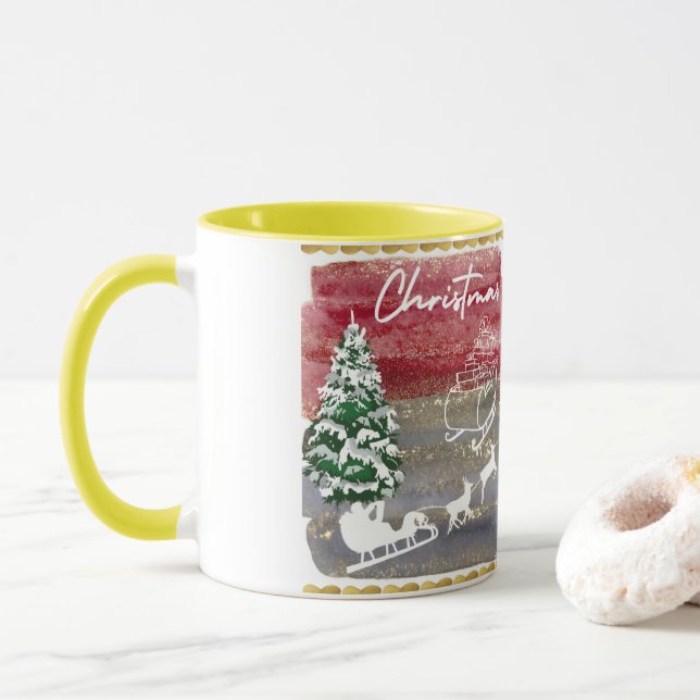 Mug Sapins de Noël vintage  (Avec donut)