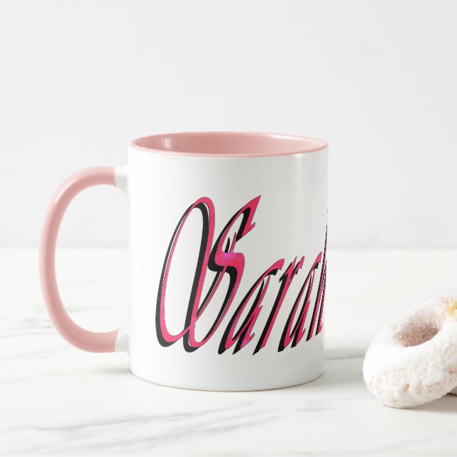 Mug Sarah, Nom, Logo, (Avec donut)