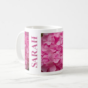 Mug "Sarah" Ressort rose Hydrangée Florale Lettres Art