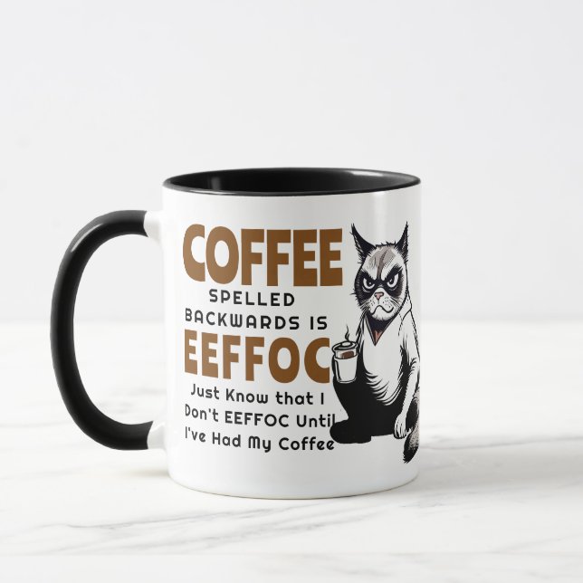 Mug Sarcasme EEFOC Humour Grumpy Black Cat Café (Gauche)