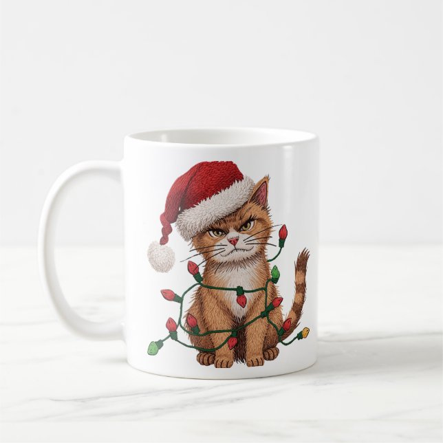 Mug Sarcastic Cat — “Silent Night? Not a Chance (Gauche)