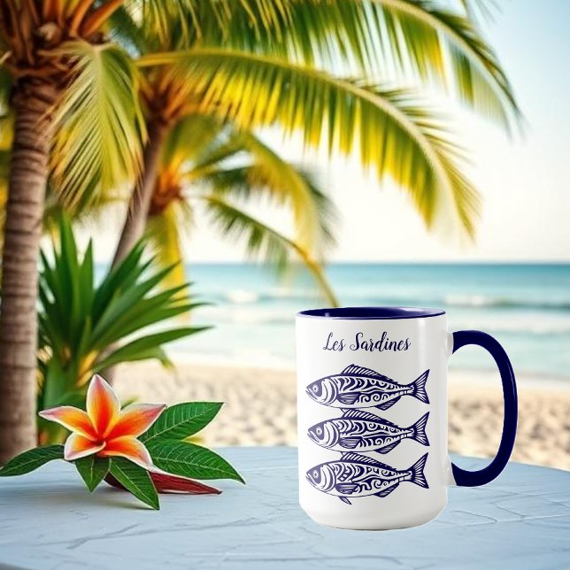 Mug Sardines-Bleu Hawaïen (Les Sardines Hawaiian Fisherman Trend Beach Summer mugDark Blue)