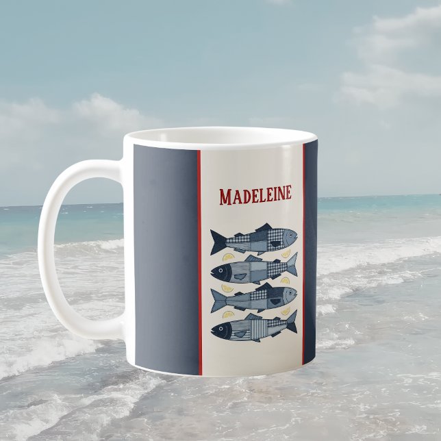 Mug Sardines Citrons Patchwork Courtepointes Monogramm (Créateur téléchargé)