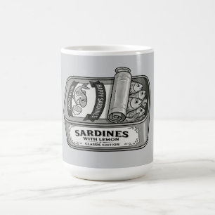 Mug Sardines en conserve vintage en noir et blanc
