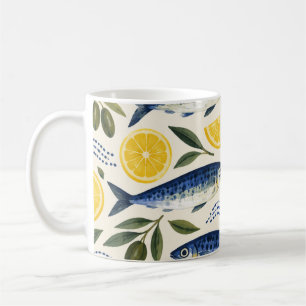 Mug Sardines indigo et tranches de citron