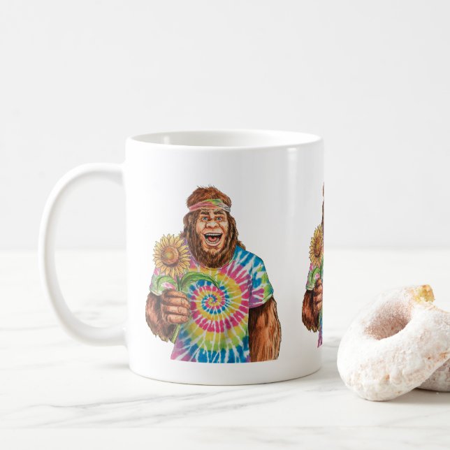 Mug Sasquatch Hippie Avec Tournesol (Avec donut)