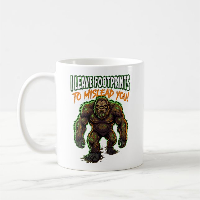 Mug Sasquatch Je laisse des empreintes Humour Cryptide (Gauche)