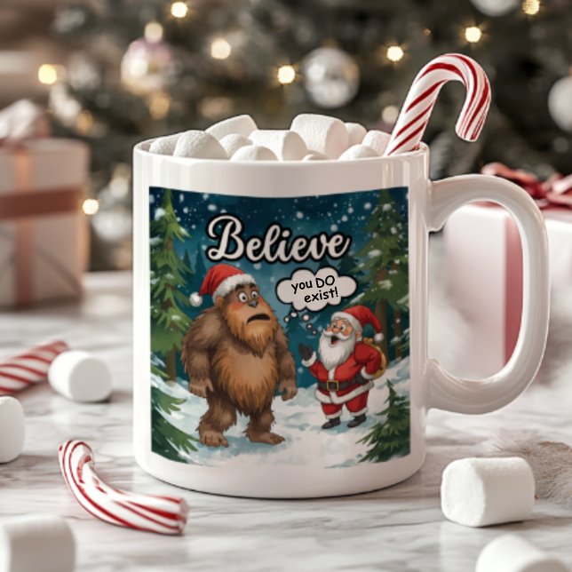 Mug Sasquatch Meets Santa I Believe Funny Christmas (Créateur téléchargé)