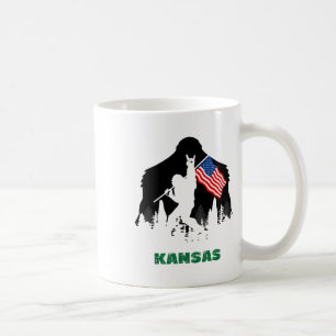 Mug Sasquatch Rétro Drapeau Kansas Usa Bigfoot Randonn