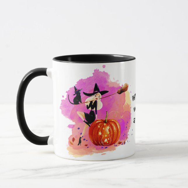Mug Sassy Halloween sorcière avec chat (Gauche)