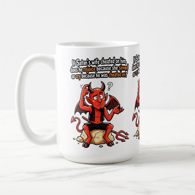 Mug Satan Femme Infidèle Péché Drôle Diable Mème (Gauche)