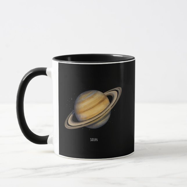 Mug Saturne artistique avec anneaux vibrants (Gauche)
