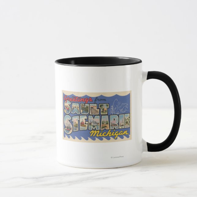 Mug Sault Ste. Marie, Michigan - Grande Lettre (Droite)