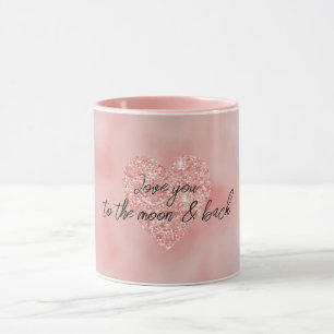 Mug Saumon Pink Ombre Parties scintillant Coeur Love C