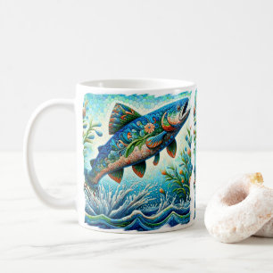 Mug Saumon Saut Mosaïque Floral Blue Green Peach