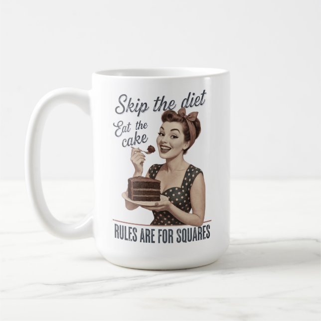 Mug Sauter le régime Manger le gâteau Rétro (Gauche)