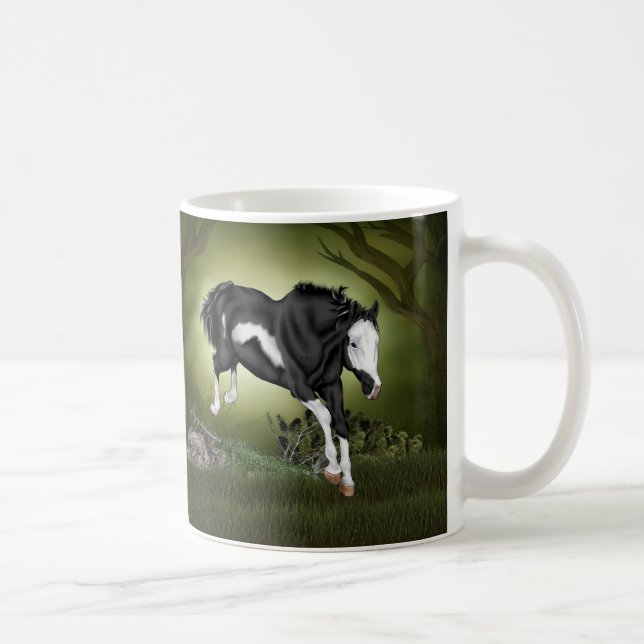 Mug Sauts Noir et Blanc Overo Peinture Cheval (Droite)